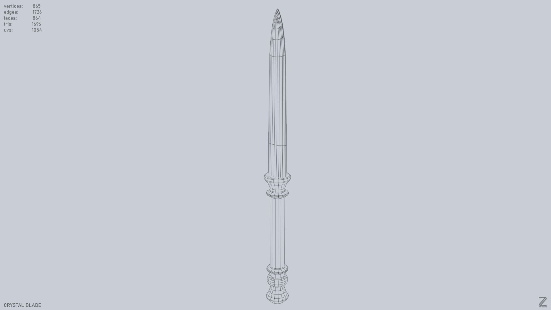 Crystal blade Low-poly 3D model_8