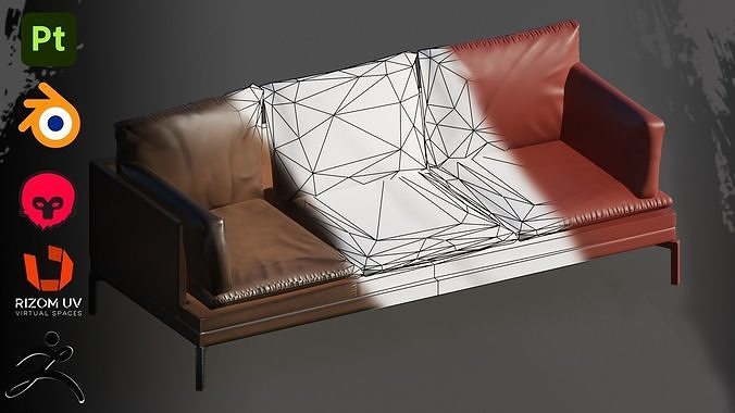 Stylized Sofa Low-poly 3D model