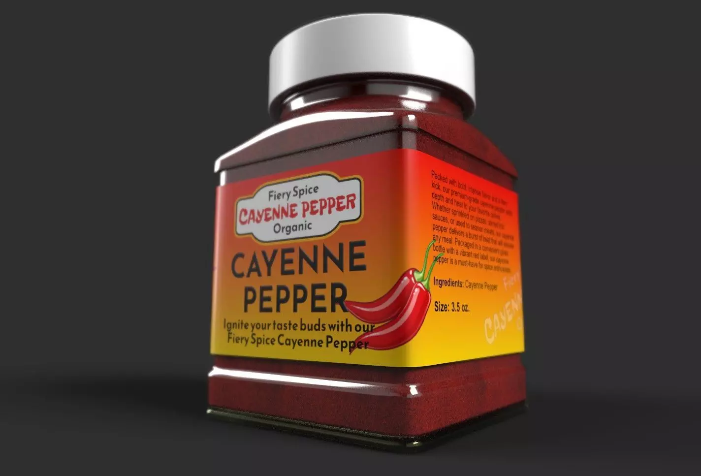 Cayenne Pepper in Plastic Container - 3D Model Low-poly 3D model_0