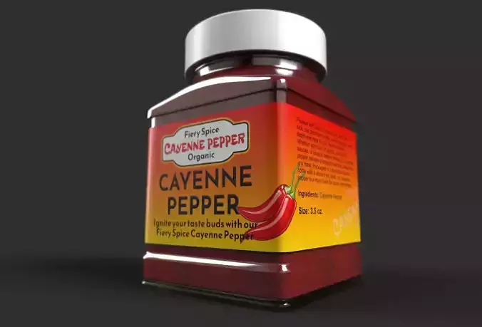 Cayenne Pepper in Plastic Container - 3D Model