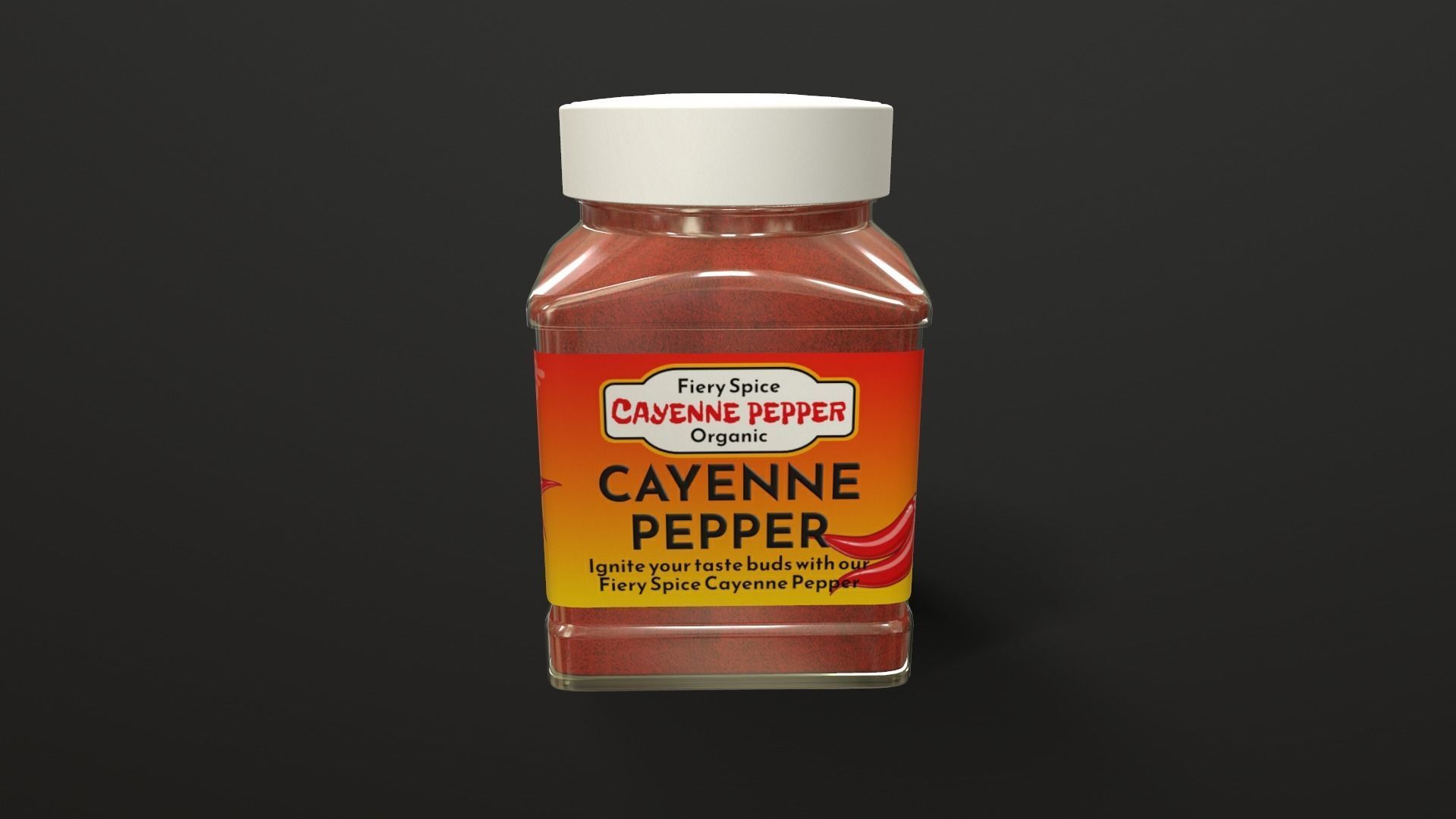 Cayenne Pepper in Plastic Container - 3D Model Low-poly 3D model_5