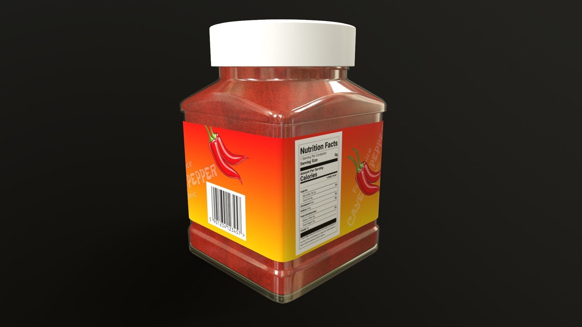 Cayenne Pepper in Plastic Container - 3D Model Low-poly 3D model_7