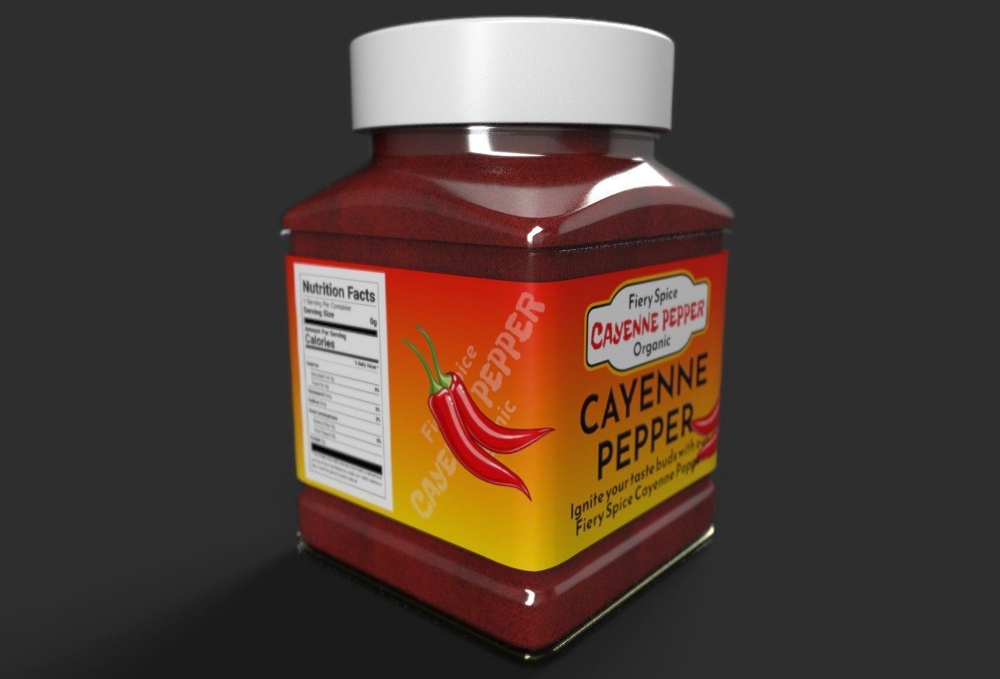 Cayenne Pepper in Plastic Container - 3D Model Low-poly 3D model_2