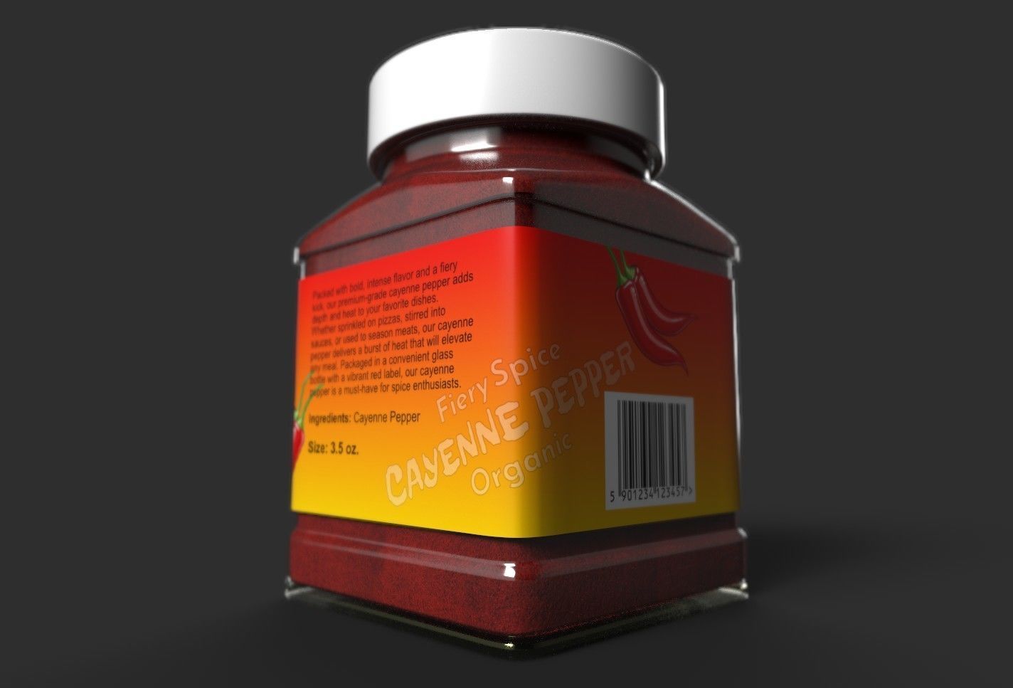 Cayenne Pepper in Plastic Container - 3D Model Low-poly 3D model_3