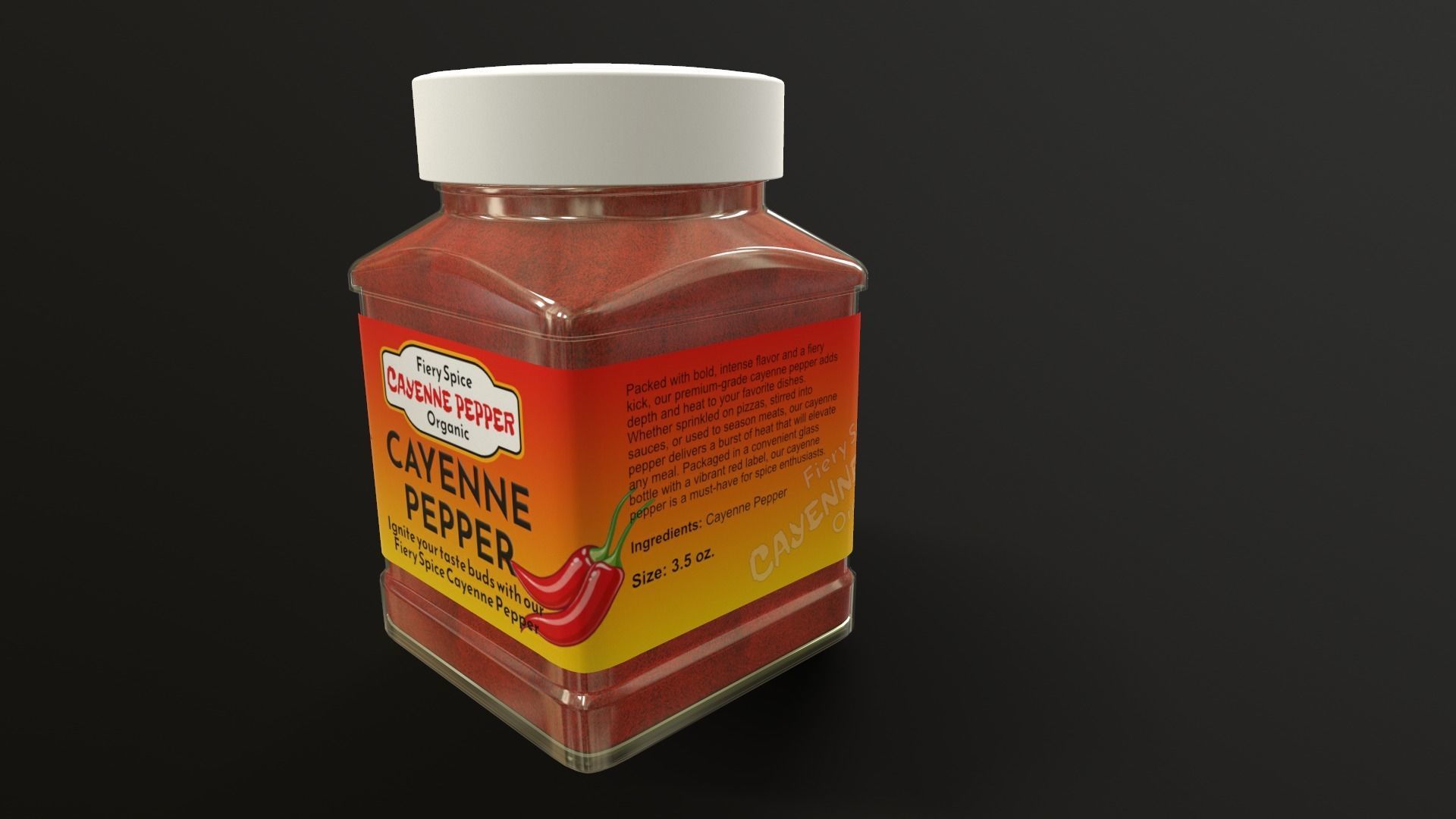 Cayenne Pepper in Plastic Container - 3D Model Low-poly 3D model_6