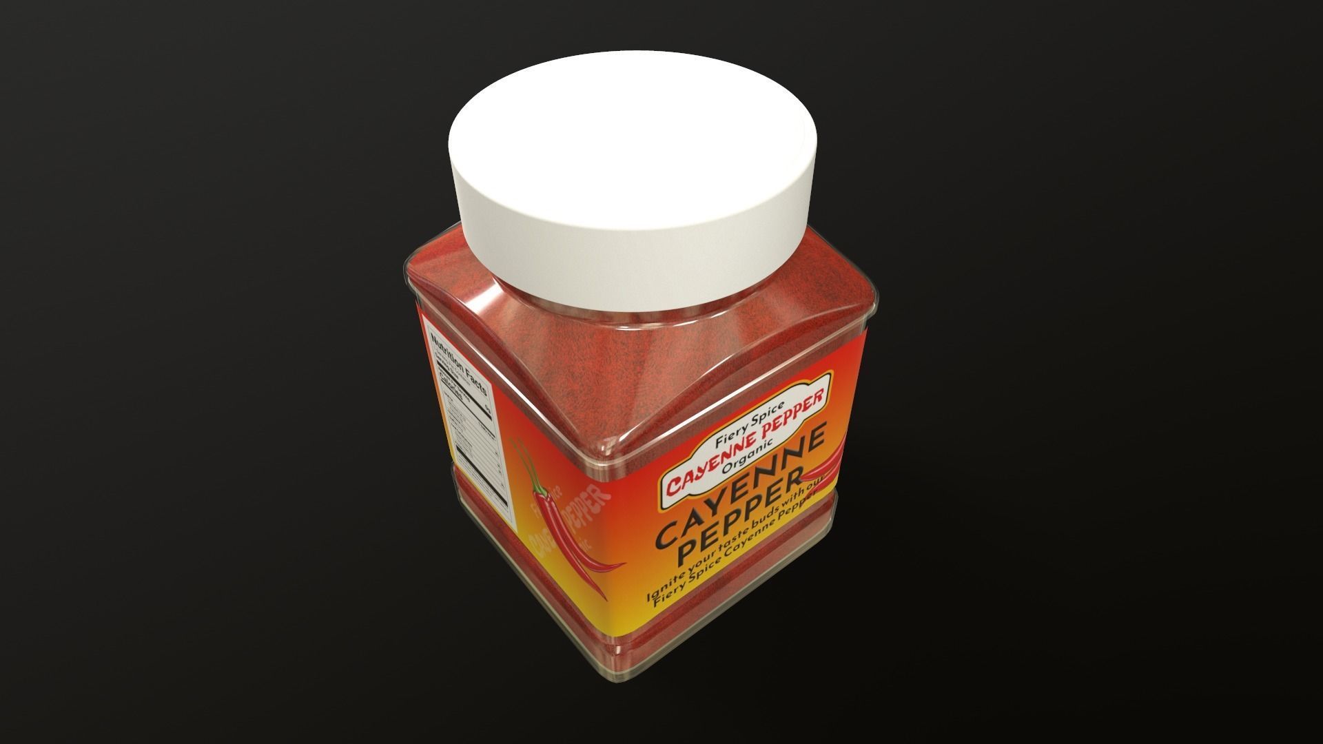 Cayenne Pepper in Plastic Container - 3D Model Low-poly 3D model_8