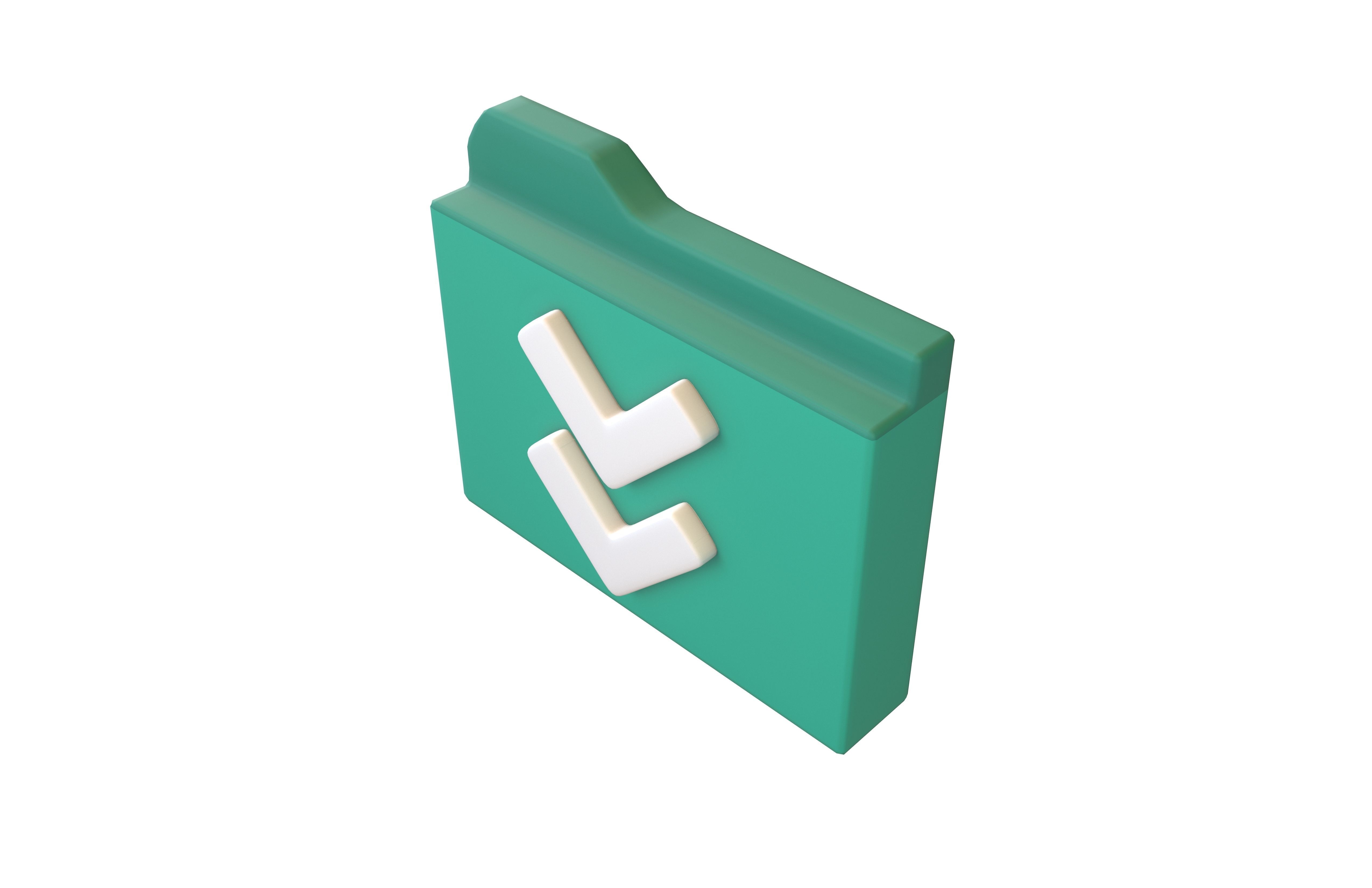 Folder Download Icon v1 003 Low-poly 3D model_2