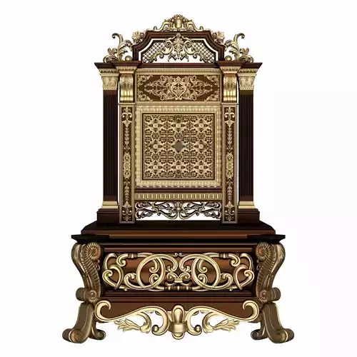 Casket Clock Carved 02 Red