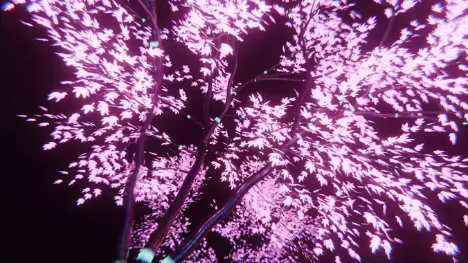 Tree with neon light Free 3D model