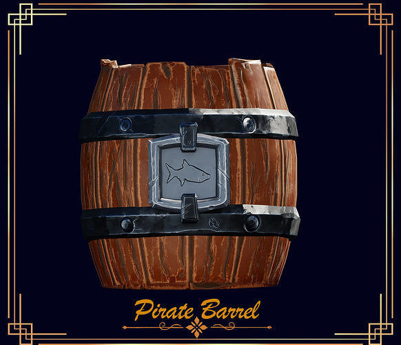 Pirate Barrel Low-poly 3D model