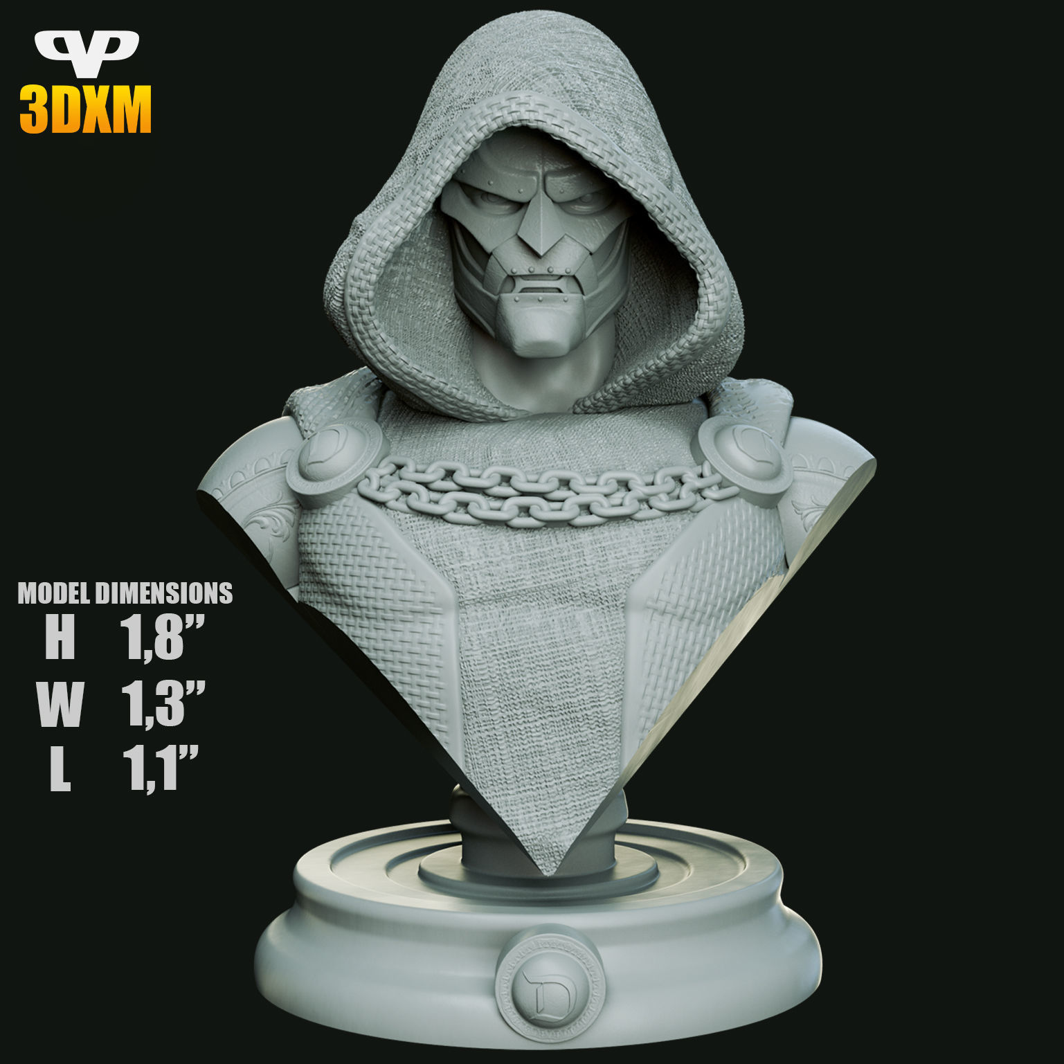 FREE Dr Doom Bust STL for 3D Printing 3DXM ChibiSTL Free 3D print model_2