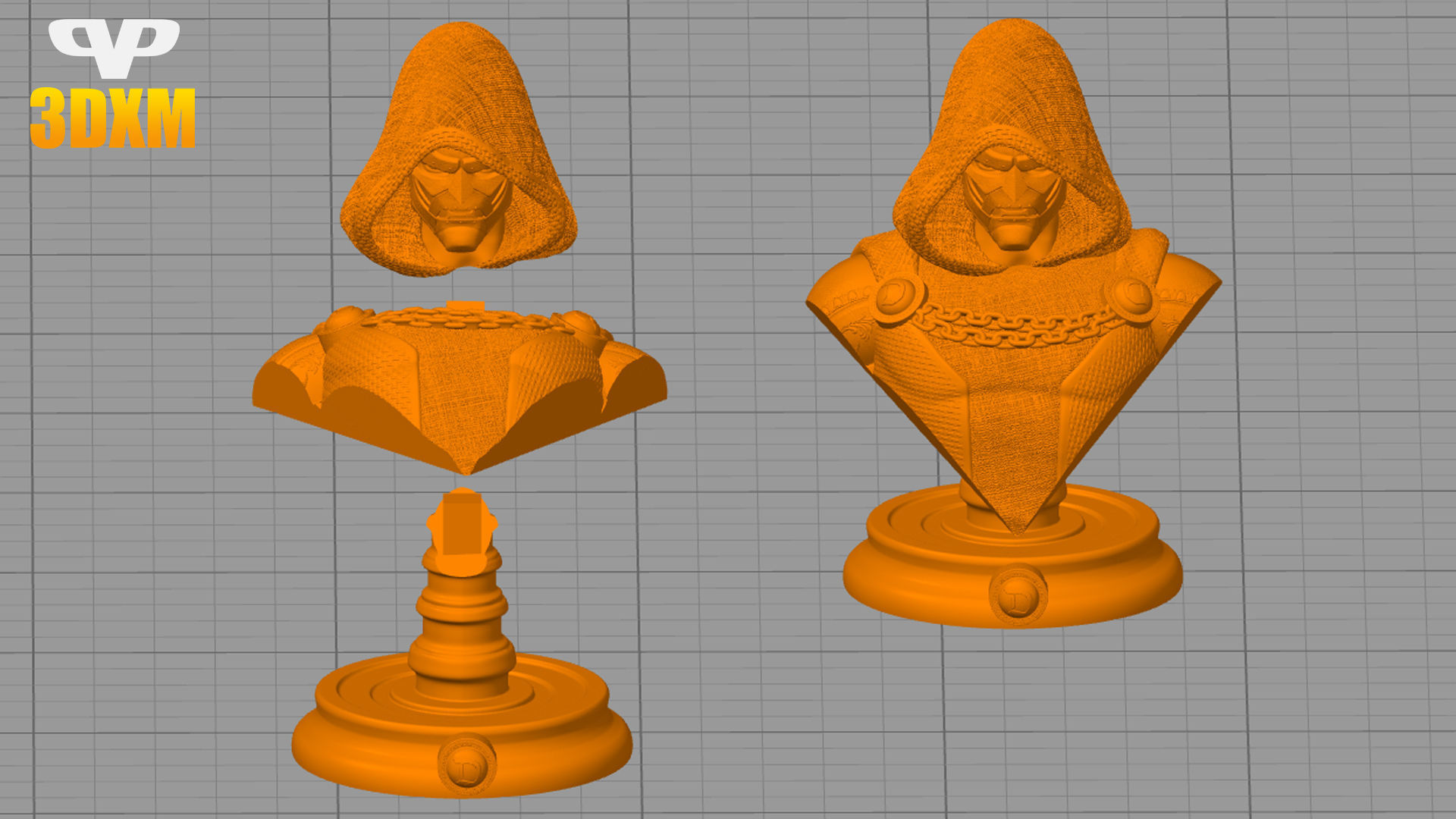 FREE Dr Doom Bust STL for 3D Printing 3DXM ChibiSTL Free 3D print model_1