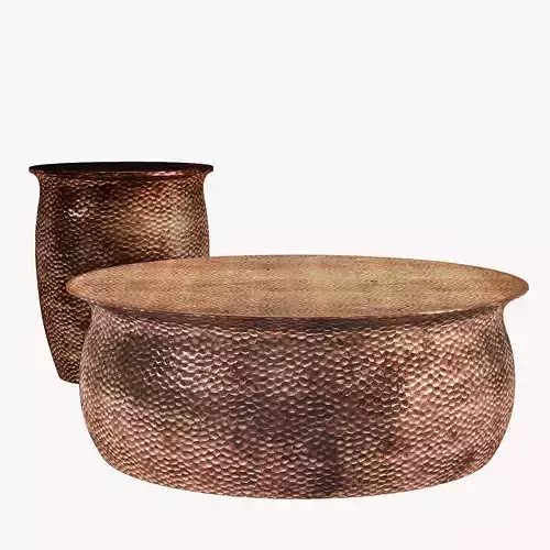 Horizon interseas hammered end and coffee table rose gold