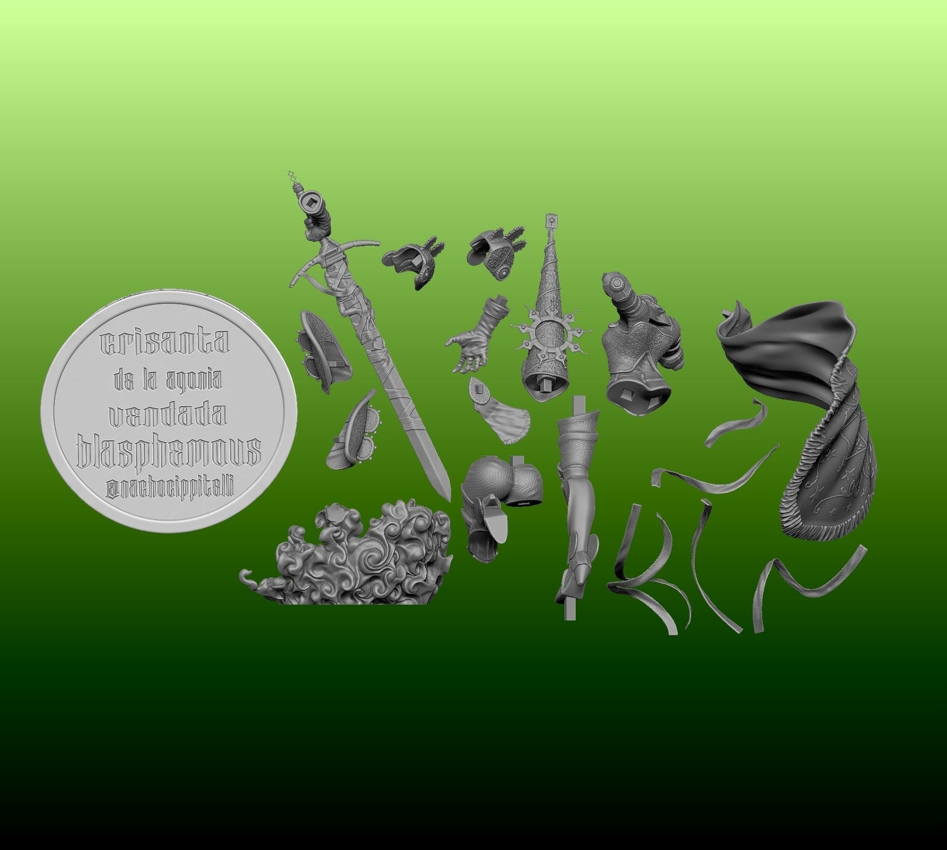 Crisanta Attack pose - Blasphemous 2 3D print model_12