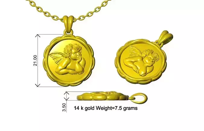 Angel Pendant Design gold Necklace