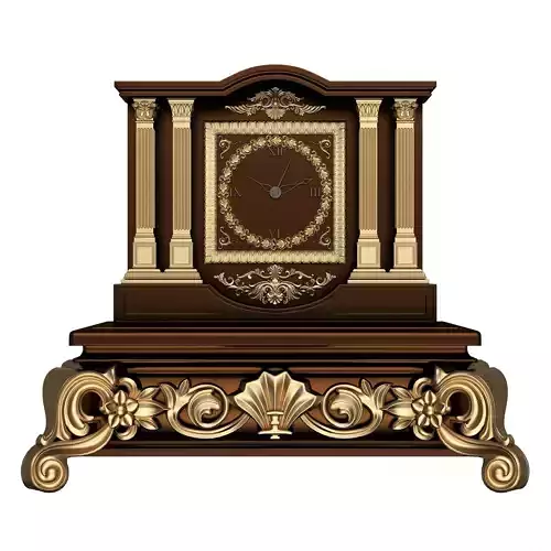 Casket Clock Carved 03 Red