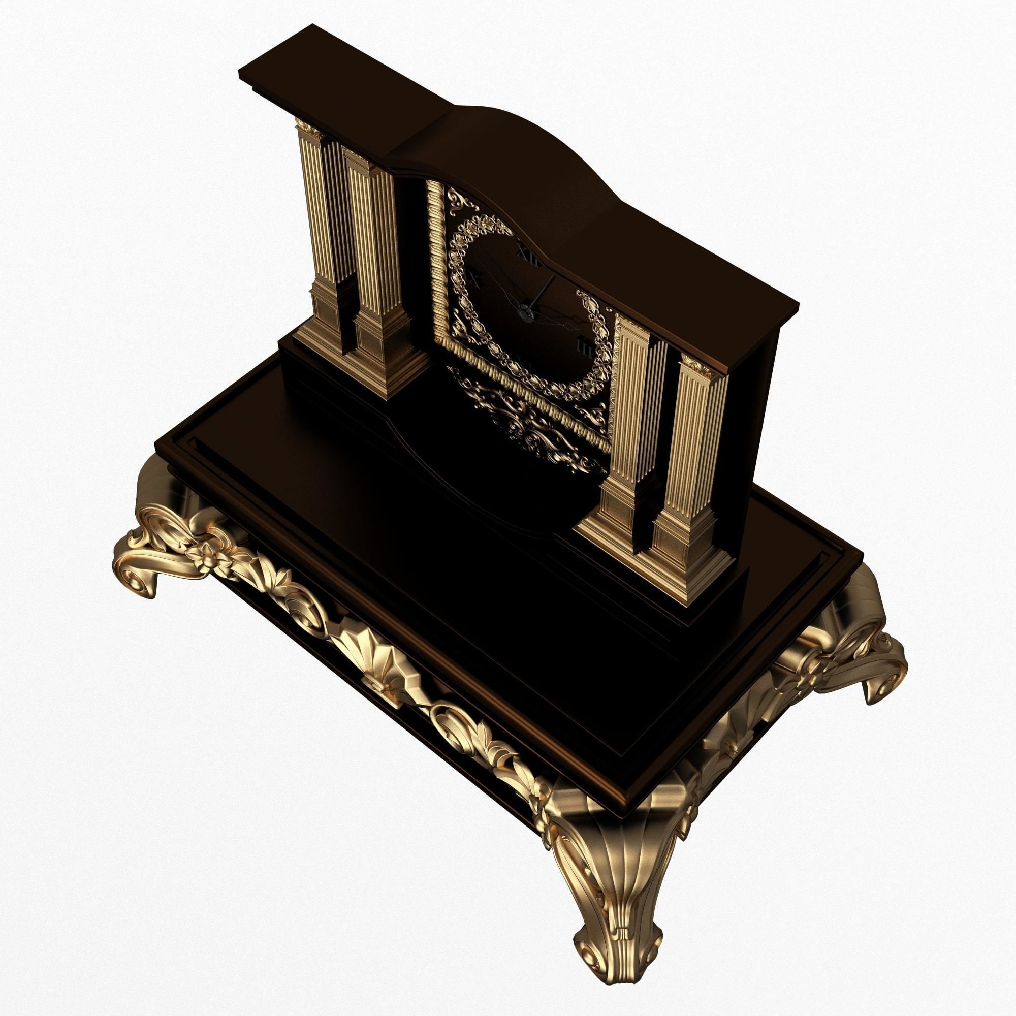 Casket Clock Carved 03 Red Low-poly 3D model_4