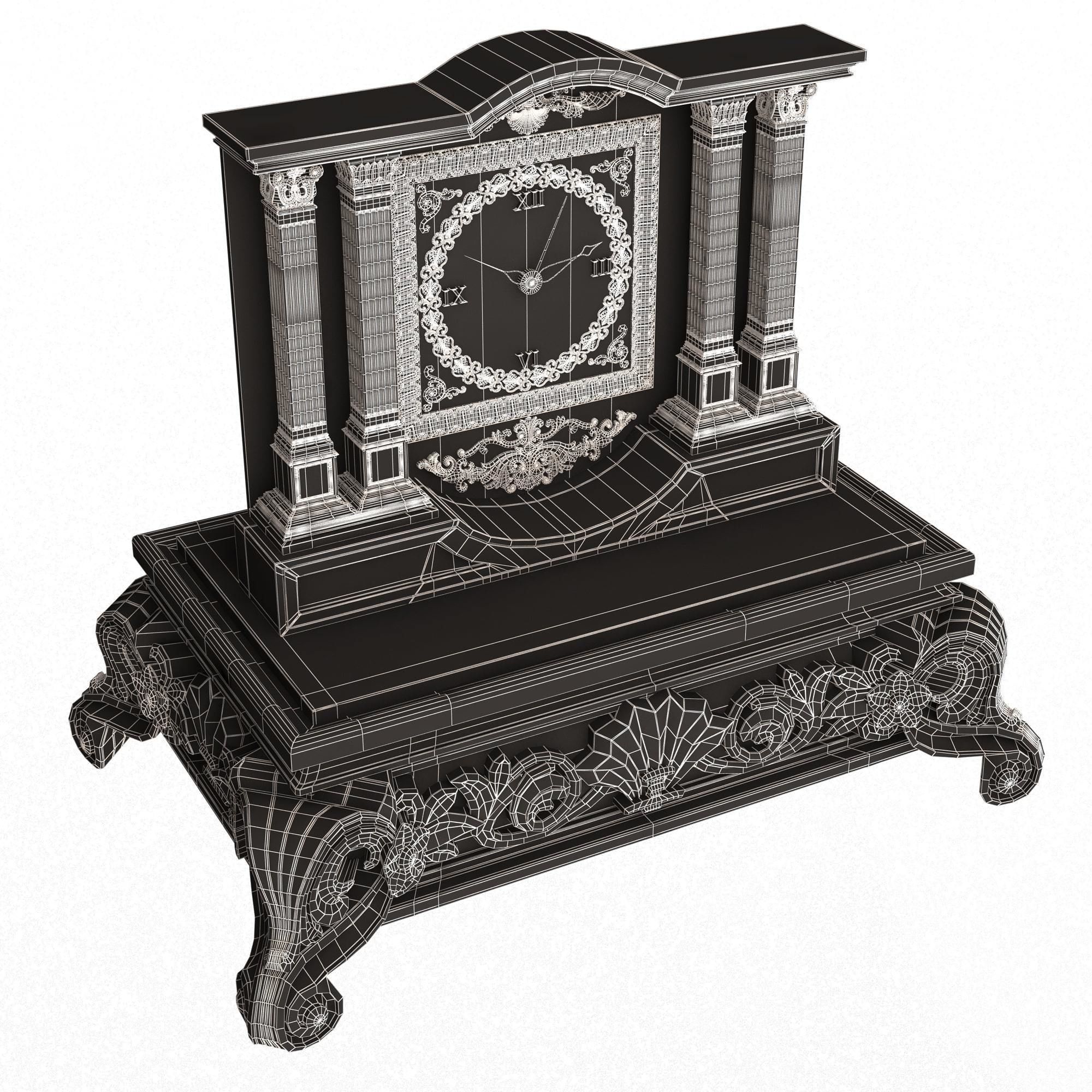 Casket Clock Carved 03 Red Low-poly 3D model_7