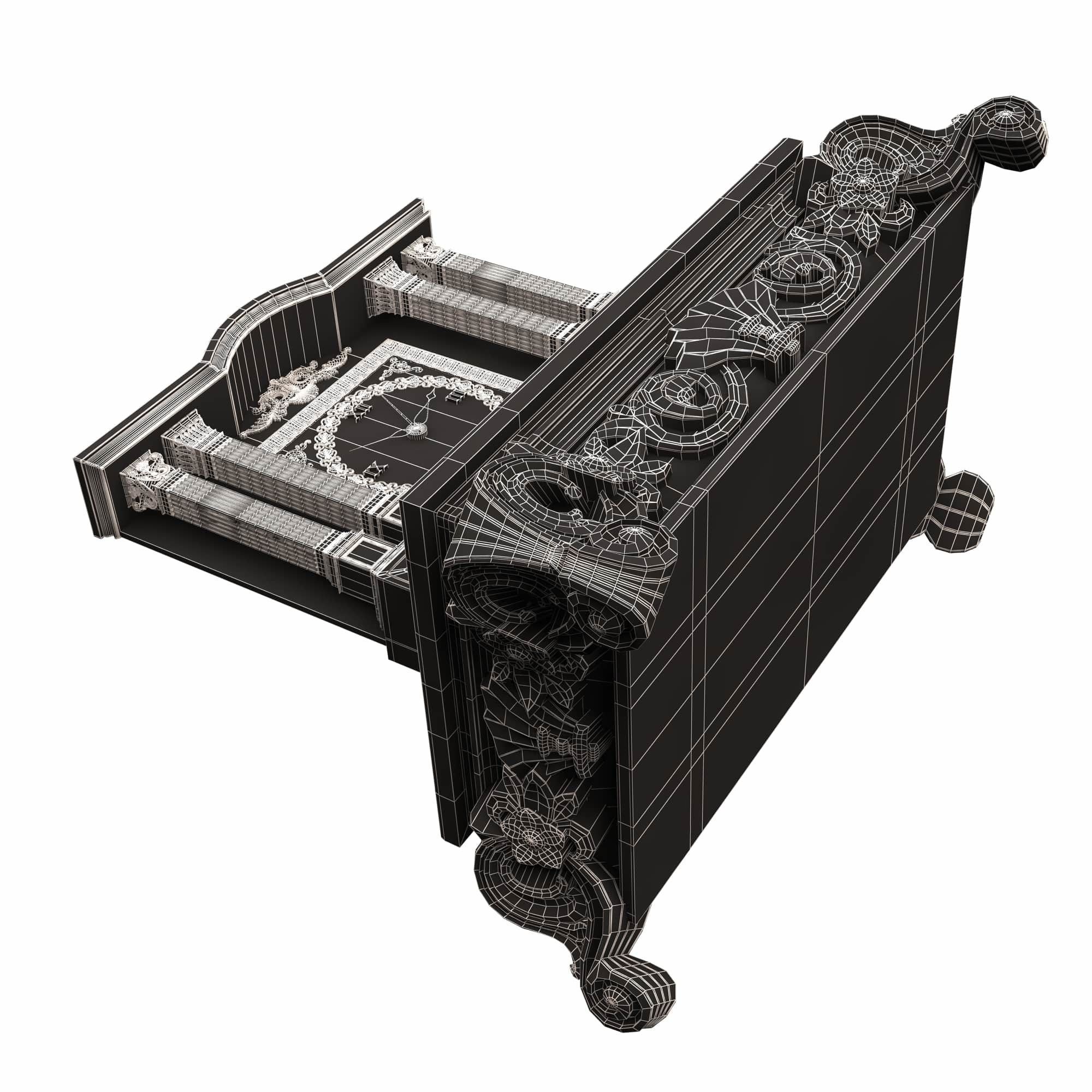 Casket Clock Carved 03 Red Low-poly 3D model_11