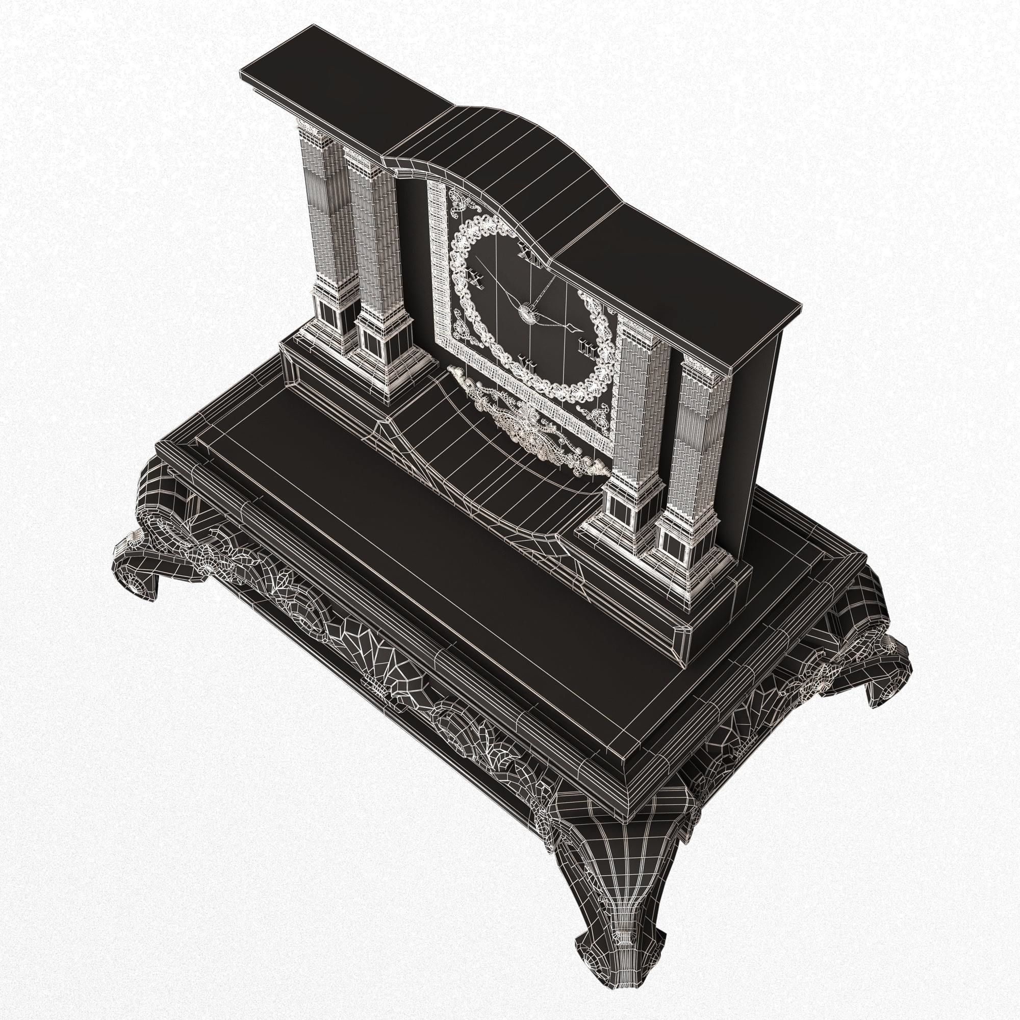 Casket Clock Carved 03 Red Low-poly 3D model_10