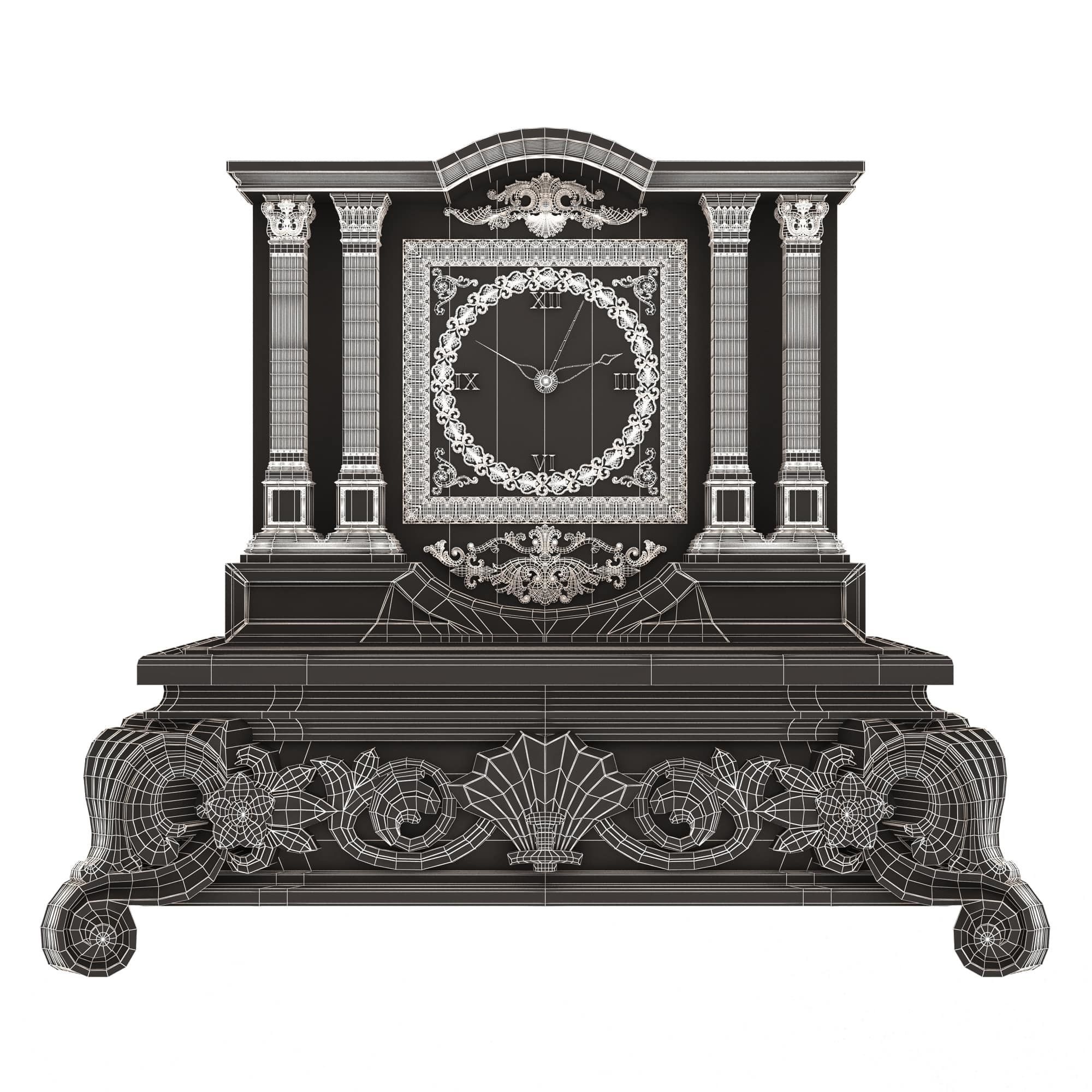 Casket Clock Carved 03 Red Low-poly 3D model_6