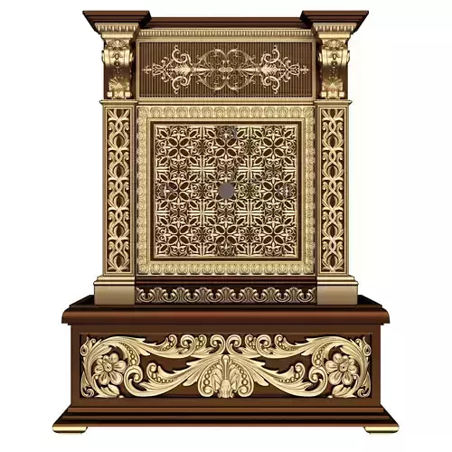 Casket Clock Carved 04 Red