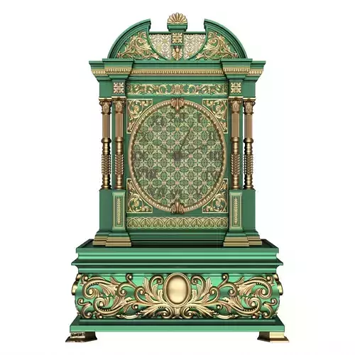 Casket Clock Carved 05 Green