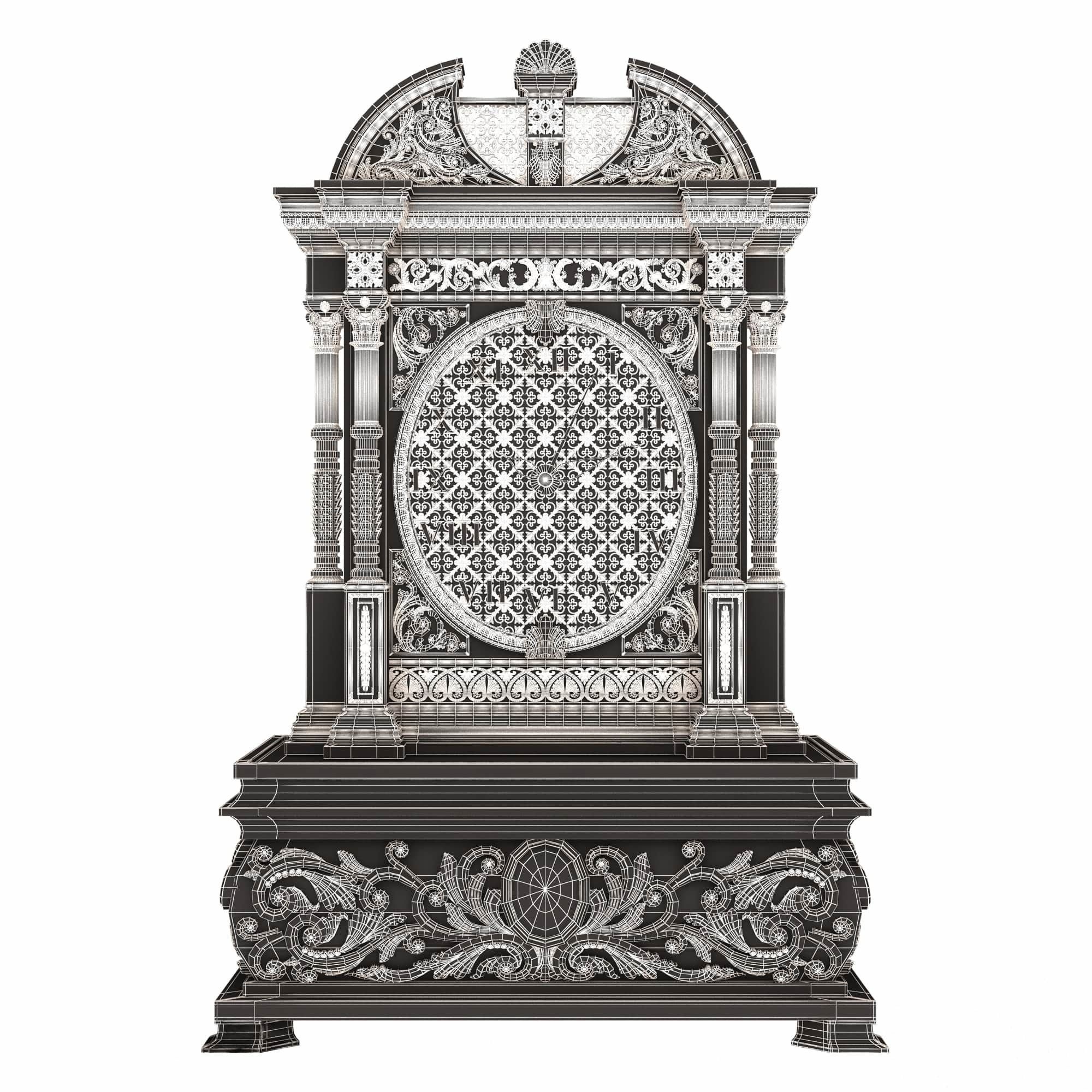 Casket Clock Carved 05 Green Low-poly 3D model_6