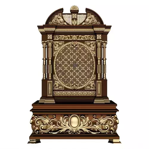 Casket Clock Carved 05 Red