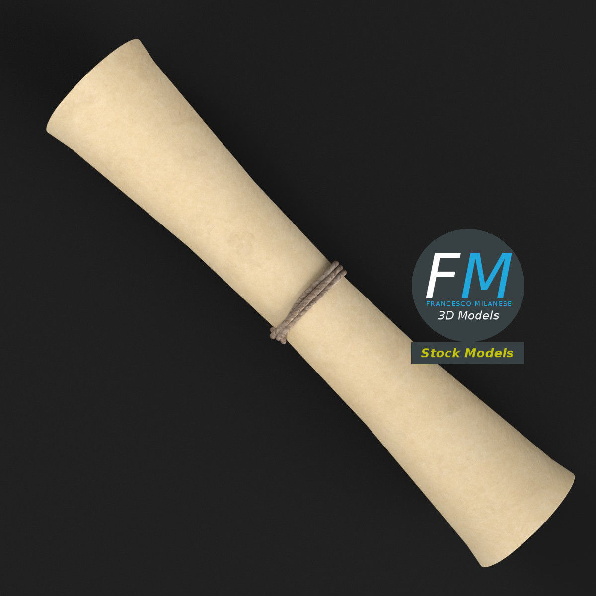 Rolled up paper scroll 3D model_6