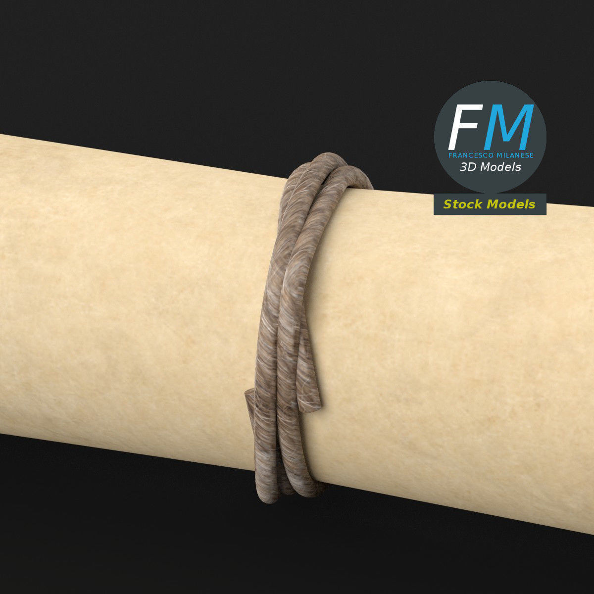 Rolled up paper scroll 3D model_5