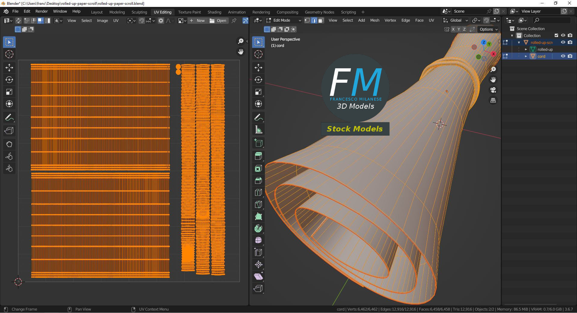 Rolled up paper scroll 3D model_10