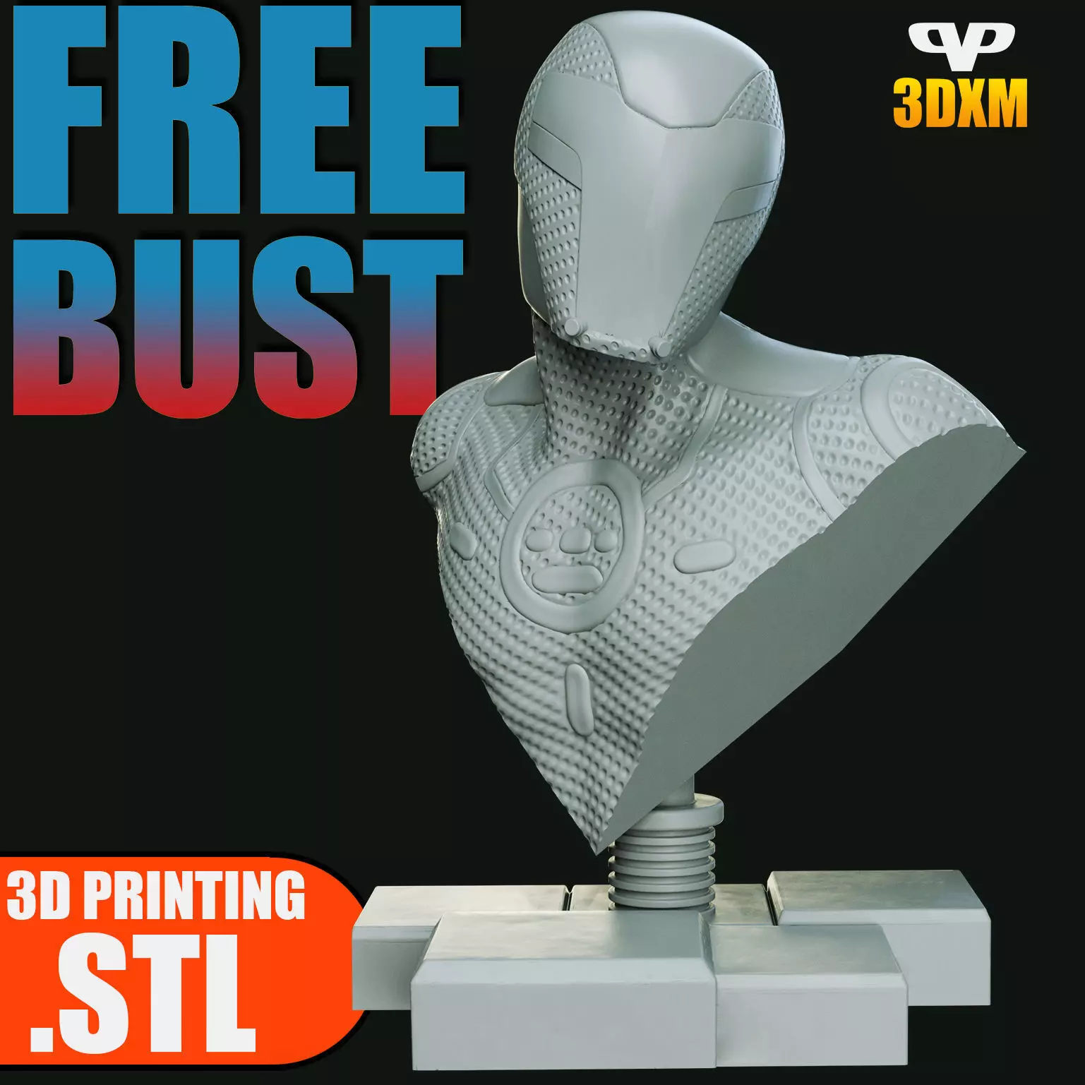 FREE Tron Legacy Bust STL for 3D Printing 3DXM ChibiSTL Free 3D print model_0
