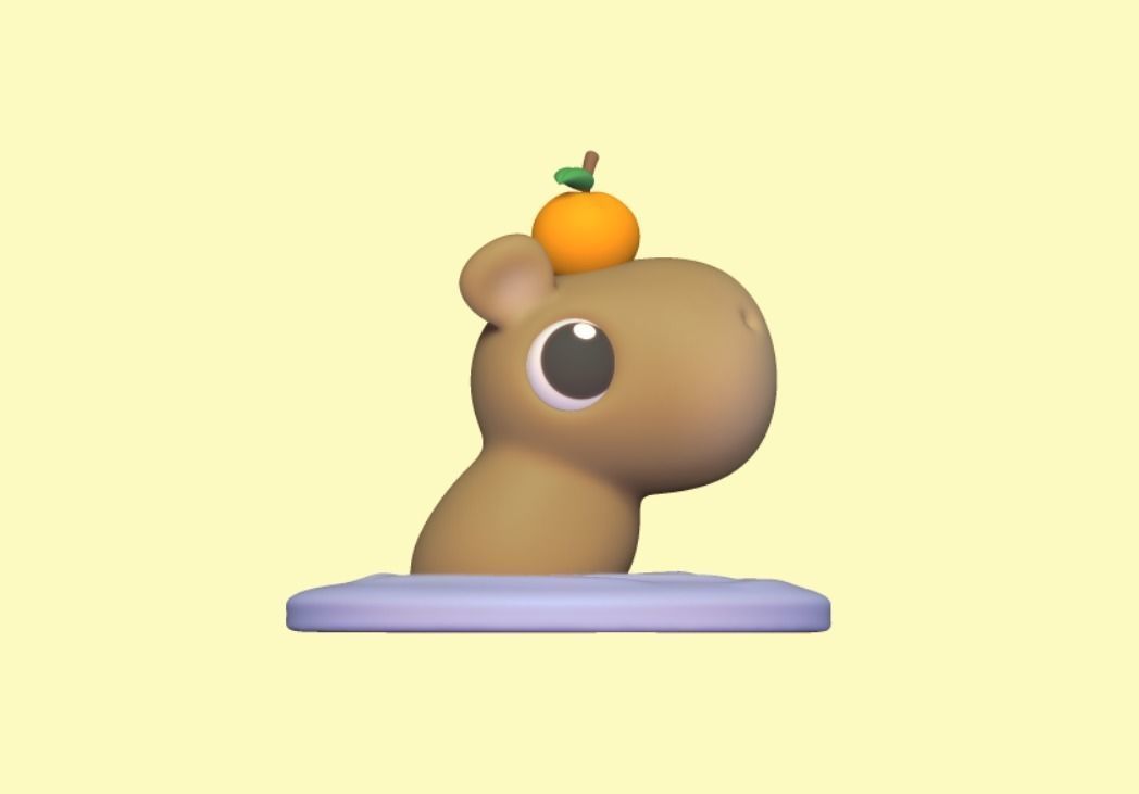 Capybara with Orange 3D print model_2