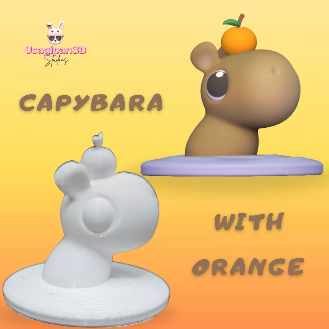 Capybara with Orange 3D print model_0