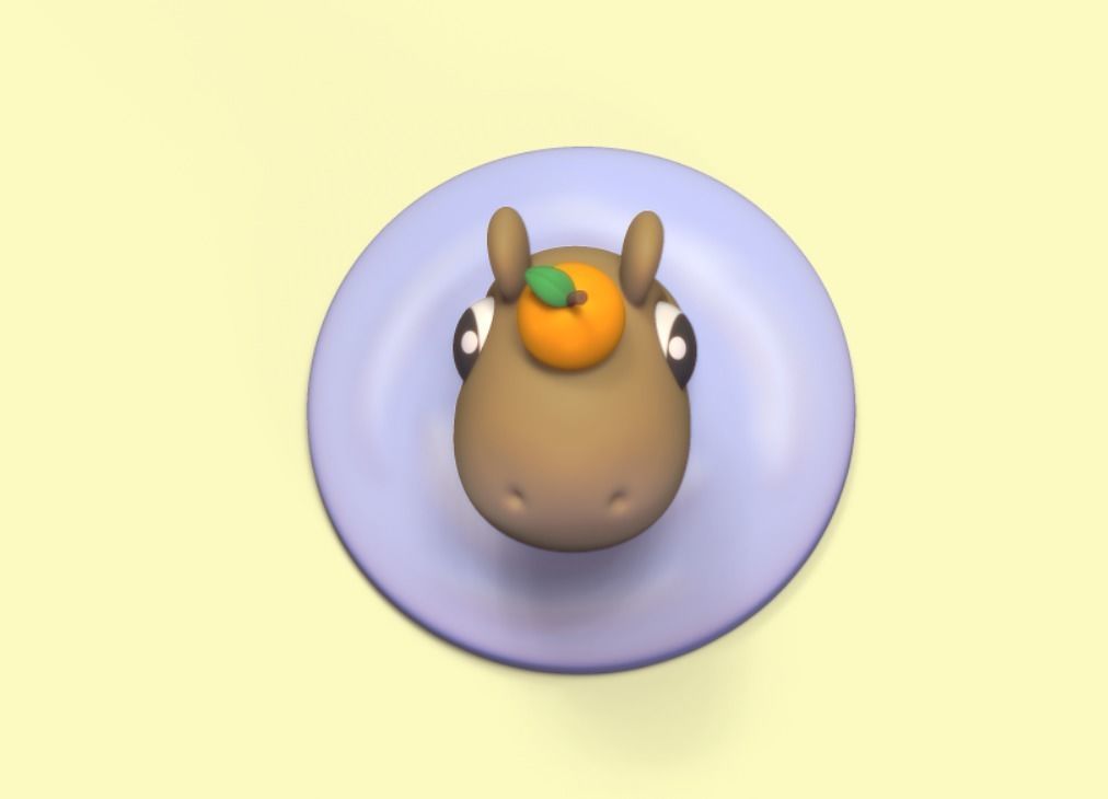 Capybara with Orange 3D print model_3