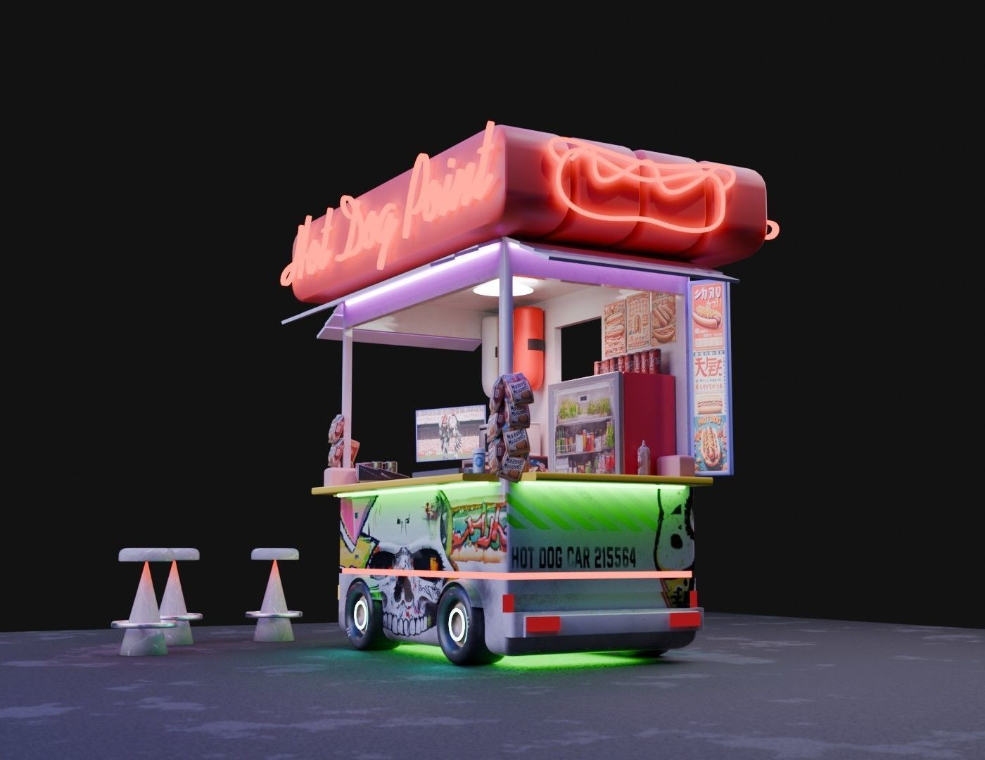 Hot dog cybercar cabin 3d model 3D model_8