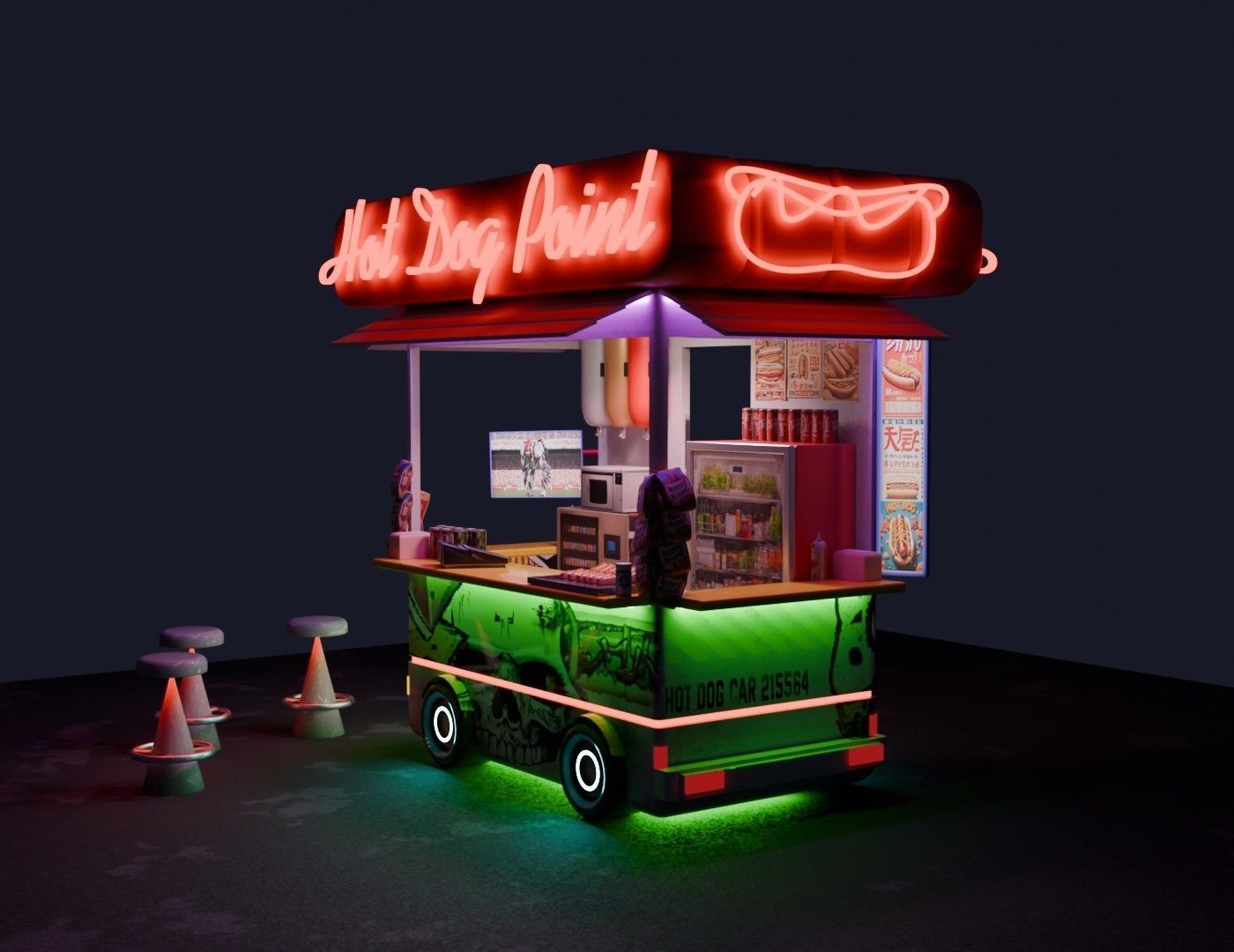 Hot dog cybercar cabin 3d model 3D model_5