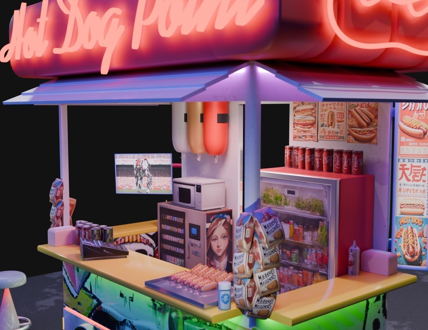 Hot dog cybercar cabin 3d model 3D model_4