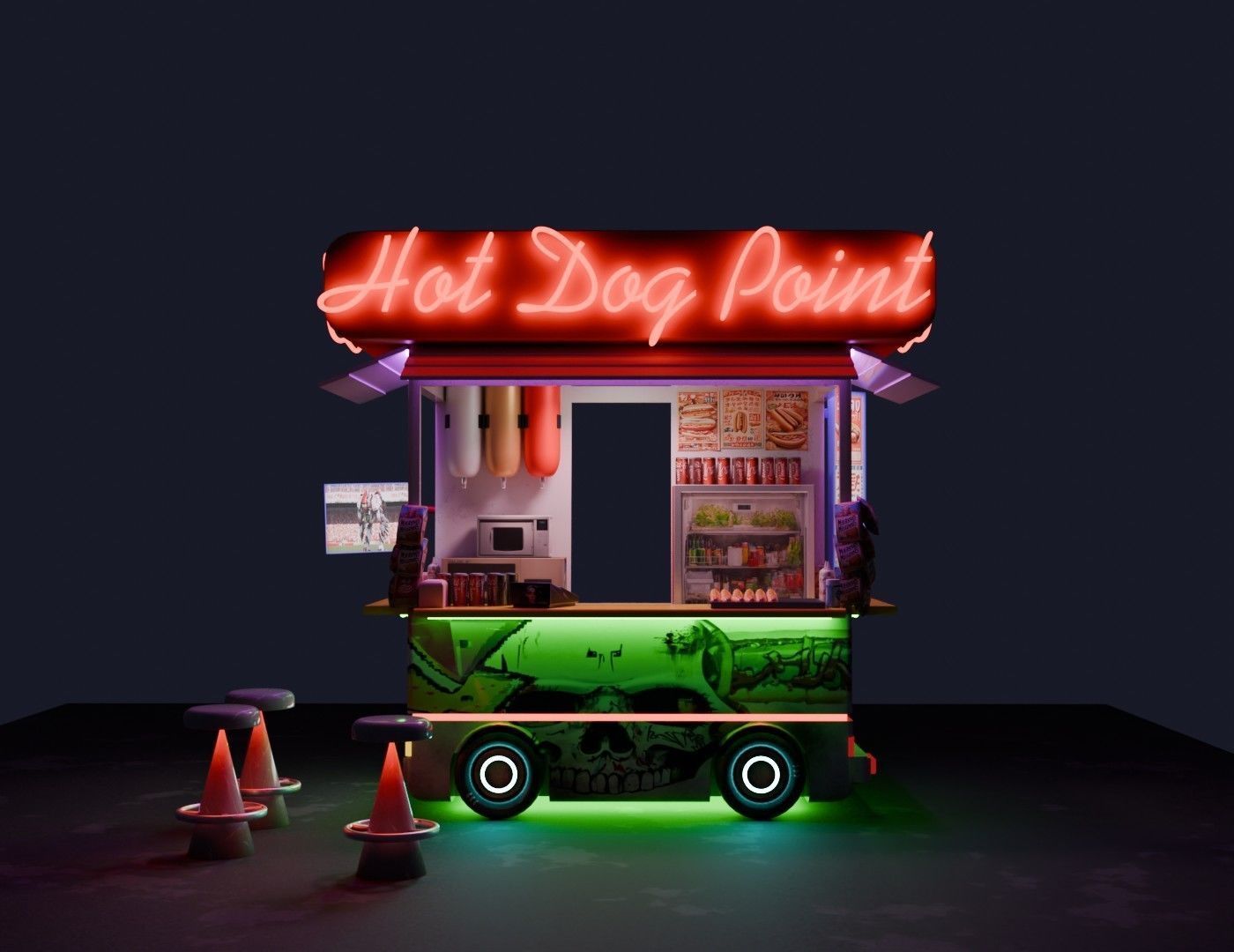 Hot dog cybercar cabin 3d model 3D model_7