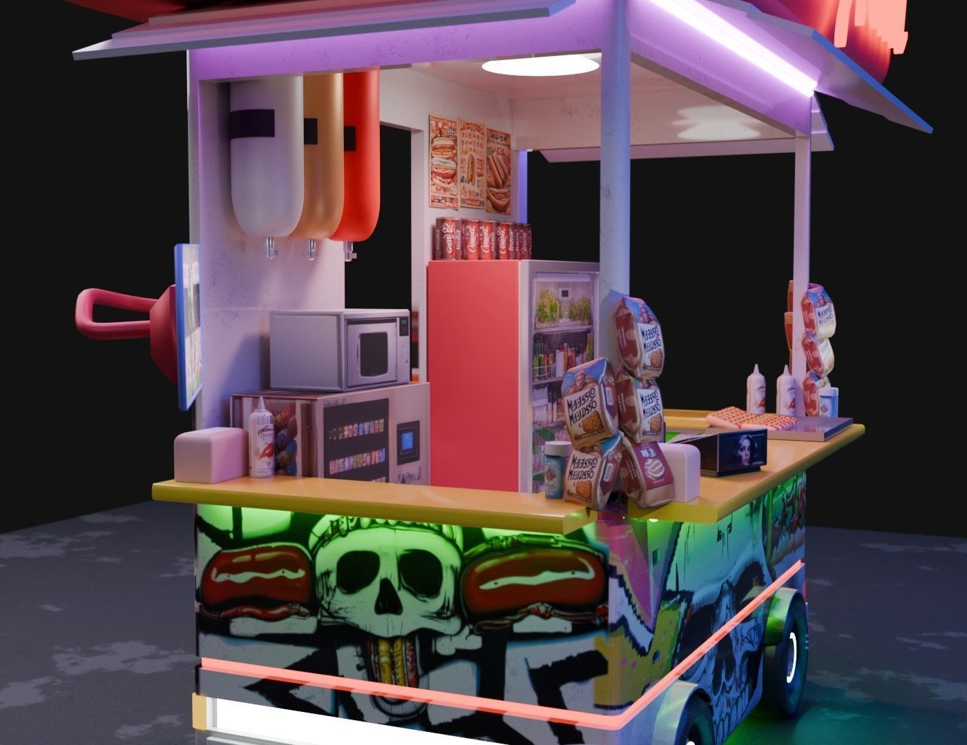 Hot dog cybercar cabin 3d model 3D model_3