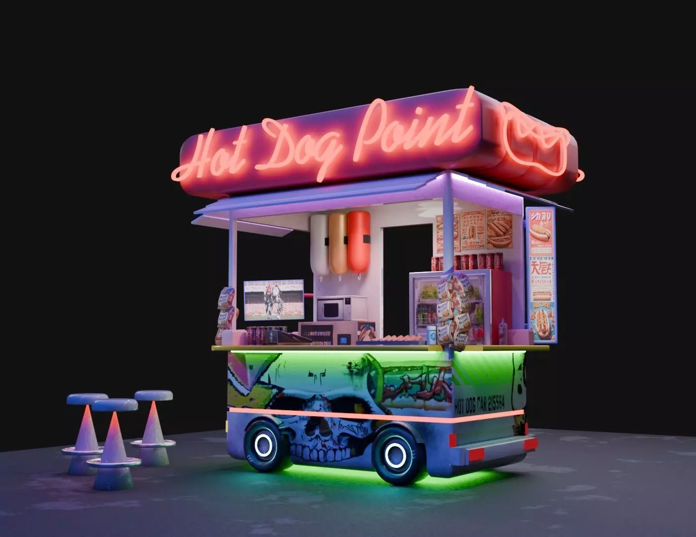 Hot dog cybercar cabin 3d model 3D model_0