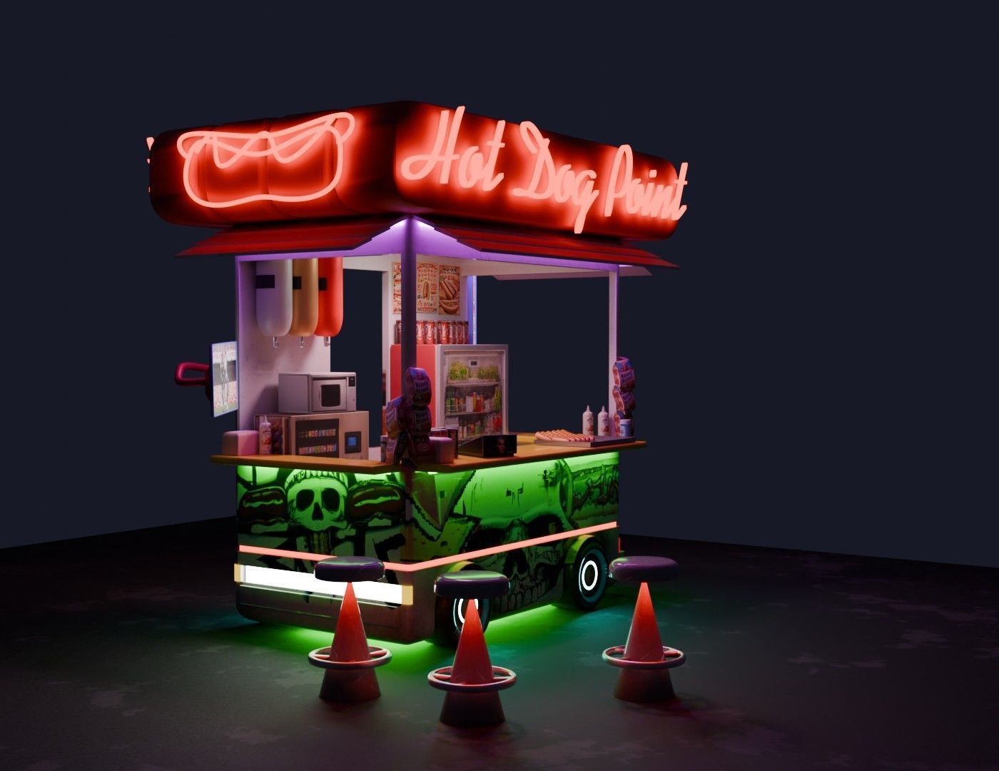 Hot dog cybercar cabin 3d model 3D model_2