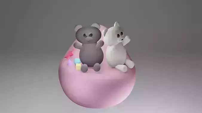 Pink Puff and Plush Bears and Toys