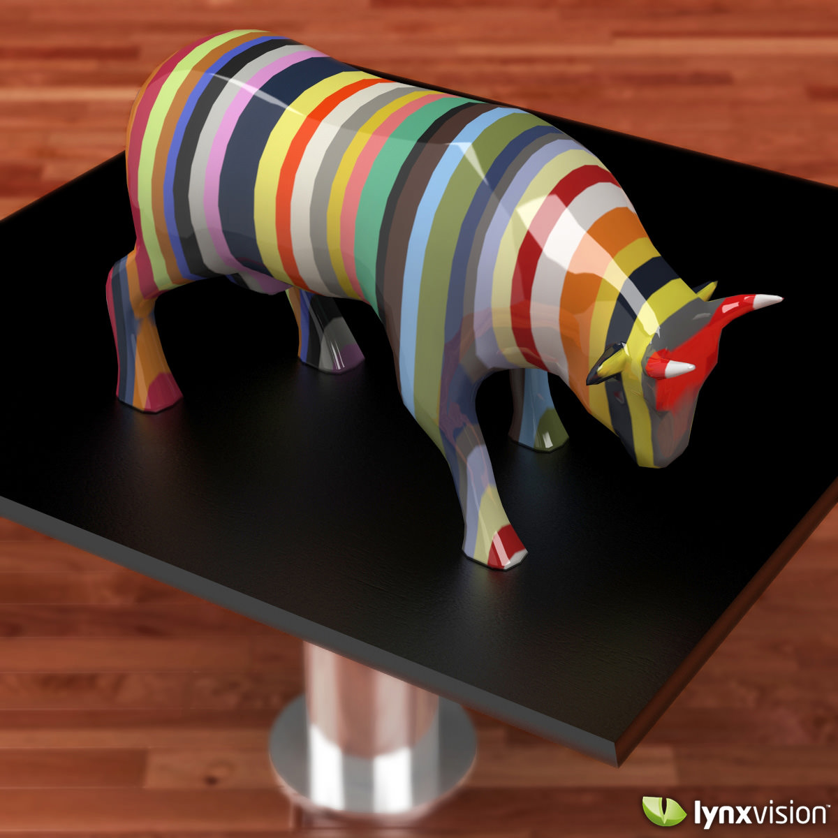 Porcelain Multi-color Cow Sculpture 3D model_2