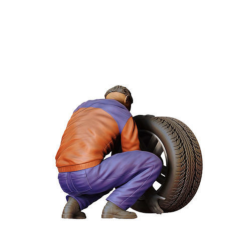 N12 Mechanic changing tires 3D print model 4