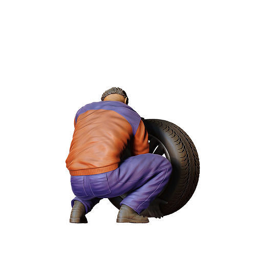 N12 Mechanic changing tires 3D print model 5