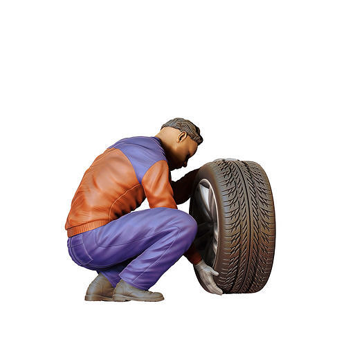 N12 Mechanic changing tires 3D print model 2
