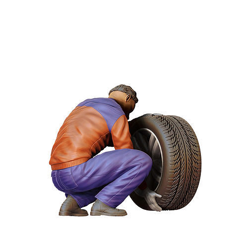 N12 Mechanic changing tires 3D print model 3