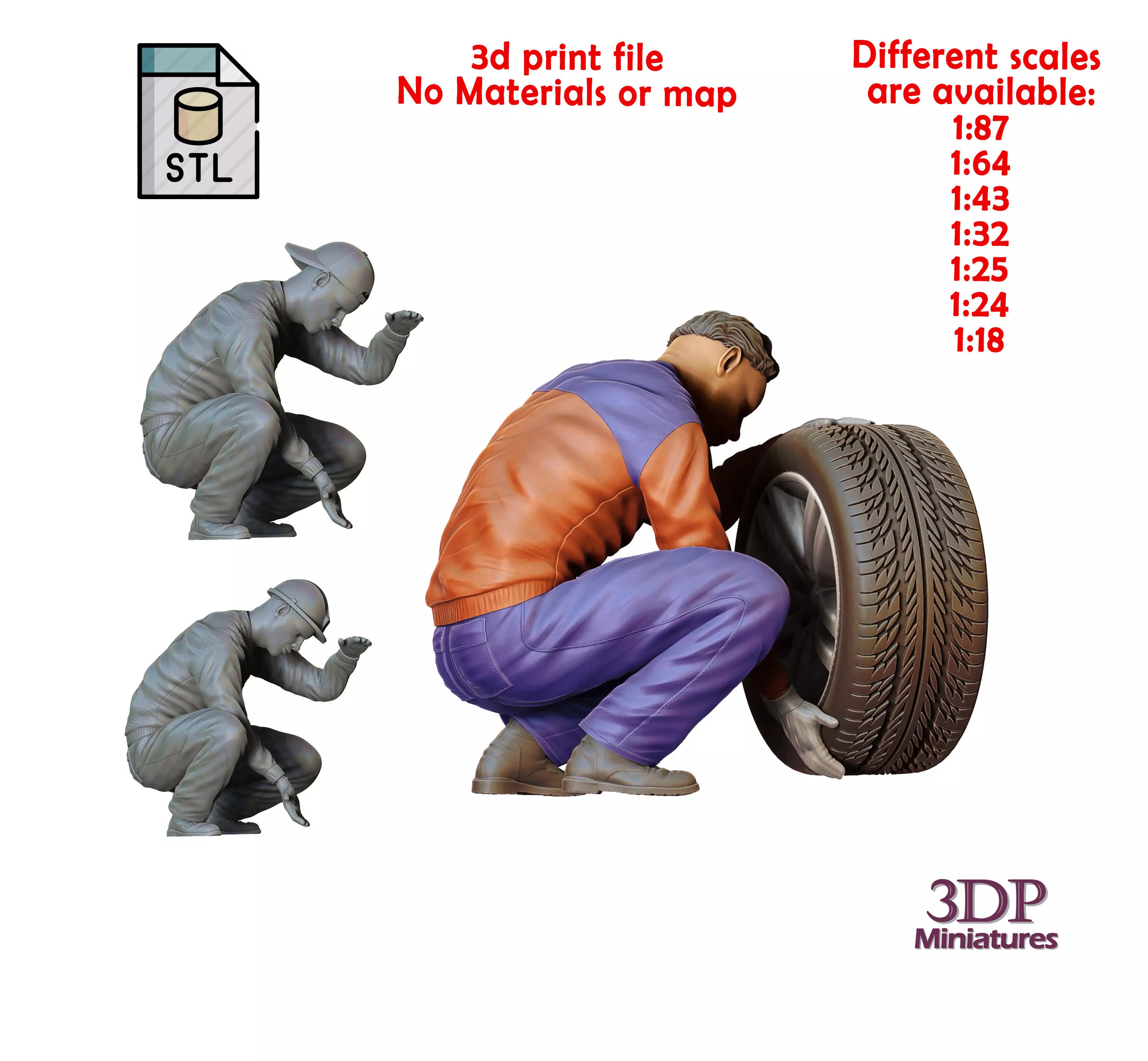 N12 Mechanic changing tires 3D print model